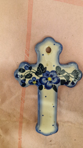 Wandkreuz bunzlauer keramik - wandkreuz,