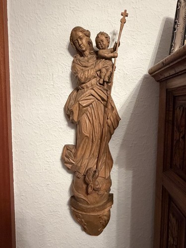 Holzfigur wand madonna mit - holzfigur,