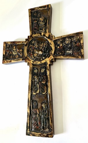 Großes geschnitztes holzkreuz - großes,