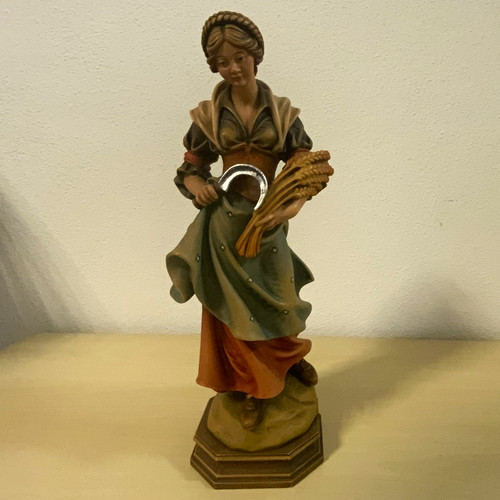 Grödner holzfigur bäuerin - grödner,